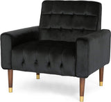 Lewisham Black Tufted Velvet Armchair - Front View