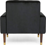 Lewisham Black Tufted Velvet Armchair - Top-Down View