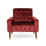 Lewisham Garnet Tufted Velvet Armchair - Top-Down View