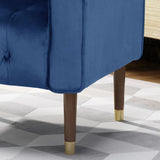 Lewisham Navy Blue Tufted Velvet Armchair - Front View