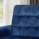 Lewisham Navy Blue Tufted Velvet Armchair - Side View