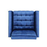 Lewisham Navy Blue Tufted Velvet Armchair - 45-Degree Angle