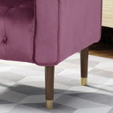 Lewisham Raisin Tufted Velvet Armchair - Side View