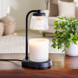 Fluted Glass Black Candle Warmer Lamp - Front View