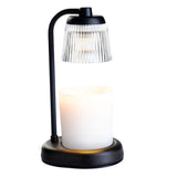 Fluted Glass Black Candle Warmer Lamp - Side View