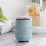 Blue Herringbone Flip Dish Wax Warmer - Front View