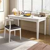 Mitch Solid Wood Study Desk /Rubberwood/Minimal Assembly/White - Front View