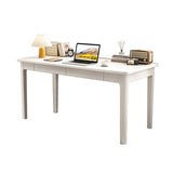 Mitch Solid Wood Study Desk /Rubberwood/Minimal Assembly/White - Side View