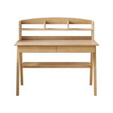 Solid Wood Study Desk with Shelf and Drawers/Rubberwood/Home Office Desk - 45-Degree Angle