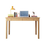 Mitch Solid Wood Study Desk /Rubberwood/Minimal Assembly/Natural Wood Colour - Front View