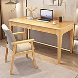 Mitch Solid Wood Study Desk /Rubberwood/Minimal Assembly/Natural Wood Colour - Side View