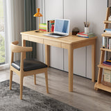Mitch Solid Wood Study Desk /Rubberwood/Minimal Assembly/Natural Wood Colour - Top-Down View