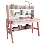 Ave Solid Wood Study Desk with Shelf and Drawers/Bookcase/Rubberwood - Front View