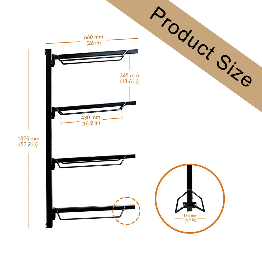 Samland Foldable 4-Tier Saddle Rack Wall Mounted Saddle Stand Space-Saving Steel Holder for Horse Tack