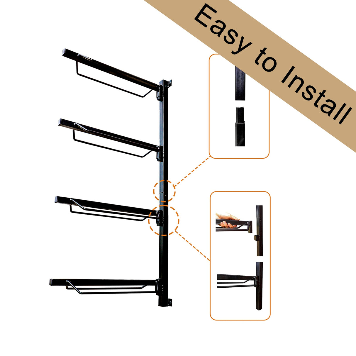 Samland Foldable 4-Tier Saddle Rack Wall Mounted Saddle Stand Space-Saving Steel Holder for Horse Tack