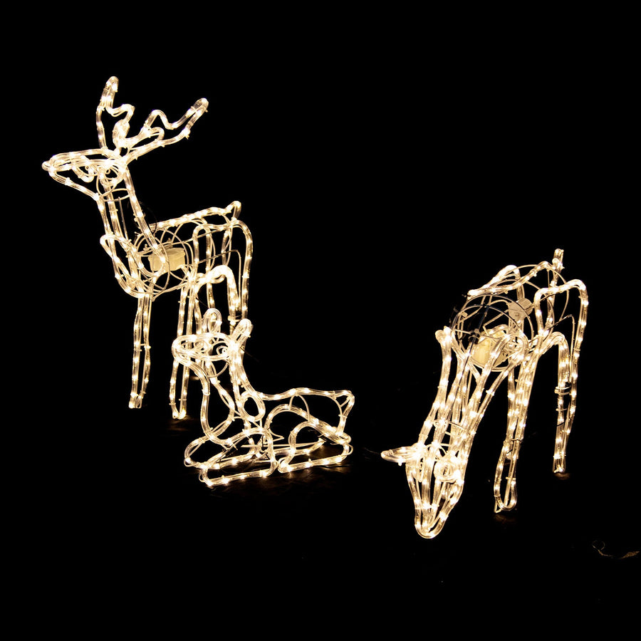 Samland 3 Sets Moving Head Reindeer Family Rope Light for Christmas Yard Decoration