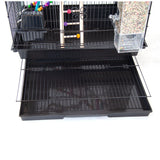 Samland Dome Top High Bird Cage on Stand with Play Toys Black - Top-Down View