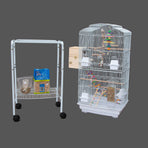 Samland DOME TOP HIGH BIRD CAGE ON STAND WITH PLAY TOYS WHITE