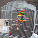 Samland DOME TOP HIGH BIRD CAGE ON STAND WITH PLAY TOYS WHITE