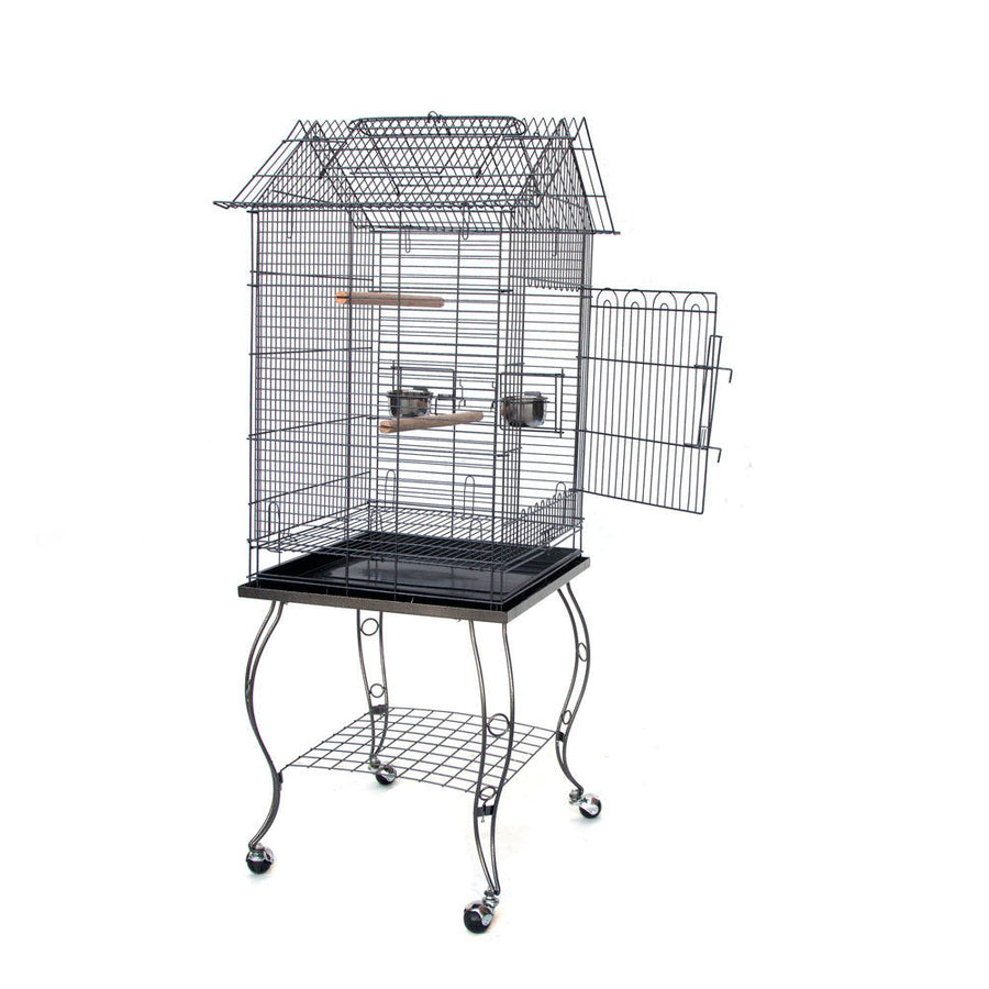 Samland BIRD PARROT CAGE WITH STAND COCKATIEL AMAZON AFRICAN GREY CAIQUE CONURE BLACK