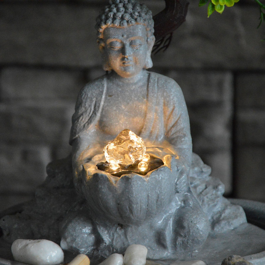 Samland JAPANESE MINIATURE ZEN BONSAI GARDEN WITH BUDDHA WATER FOUNTAIN