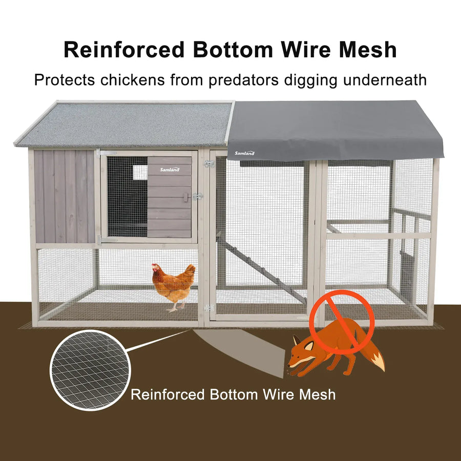 Samland Large Wooden Backyard Chicken Coop with Big Run and Nesting Boxes