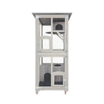 Samland Outdoor Wooden Cat Enclosure Catio with Wheels, Double Cat Houses & Roof