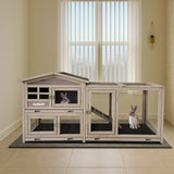 Samland Rabbit Hutch Cage Indoor and Outdoor Chicken Coop Guinea Pig Cage Bunny Cage Waterproof Roof - Front View