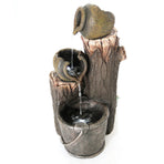 Samland RUSTIC POURING BROKEN POTS ON TREE TRUNK SOLAR WATER FOUNTAIN FEATURE
