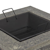 Samland STONE BASE OUTDOOR PATIO HEATER FIRE PIT TABLE WITH BBQ GRILL FIREPIT - Front View