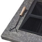 Samland STONE BASE OUTDOOR PATIO HEATER FIRE PIT TABLE WITH BBQ GRILL FIREPIT