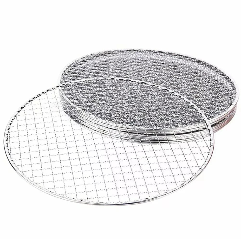 Samland 28CM BBQ Grill Mesh Fish Meat Round Net Mat Barbecue Pad for Camping