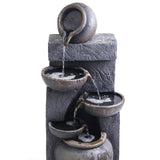Samland 5 TIERS RUSTIC POURING POTS SOLAR WATER FOUNTAIN FEATURE