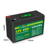 Samland 12V 6AH Deep Circle Lifepo4 Lithium Battery Rechargeable - Front View