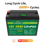 Samland 12V 30AH Deep Circle Lifepo4 Battery Rechargeable Lithium - 45-Degree Angle