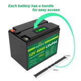 Samland 12V 60AH Deep Circle Lifepo4 Lithium Battery Rechargeable - 45-Degree Angle