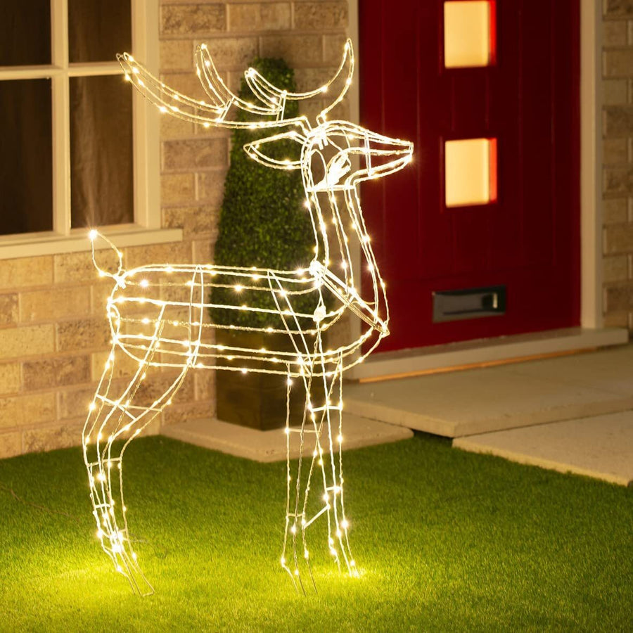 Samland Led Warm White Copper Wired 3d Standing Reindeer For Christmas Decoration