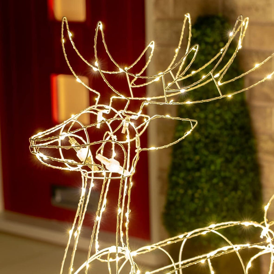 Samland Led Warm White Copper Wired 3d Standing Reindeer For Christmas Decoration