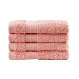 Samland Premium Cotton Washcloths 4-Pack Quick-Dry Face Towels Set-Coral - Front View