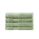 Samland Premium Cotton Washcloths 4-Pack Quick-Dry Face Towels Set-Green