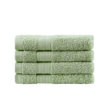 Samland Premium Cotton Washcloths 4-Pack Quick-Dry Face Towels Set-Green - Front View