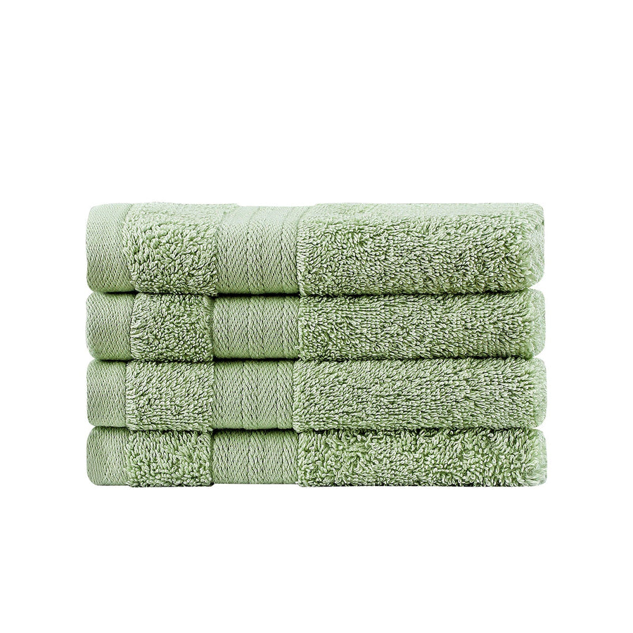 Samland Premium Cotton Washcloths 4-Pack Quick-Dry Face Towels Set-Green