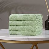 Samland Premium Cotton Washcloths 4-Pack Quick-Dry Face Towels Set-Green - Side View