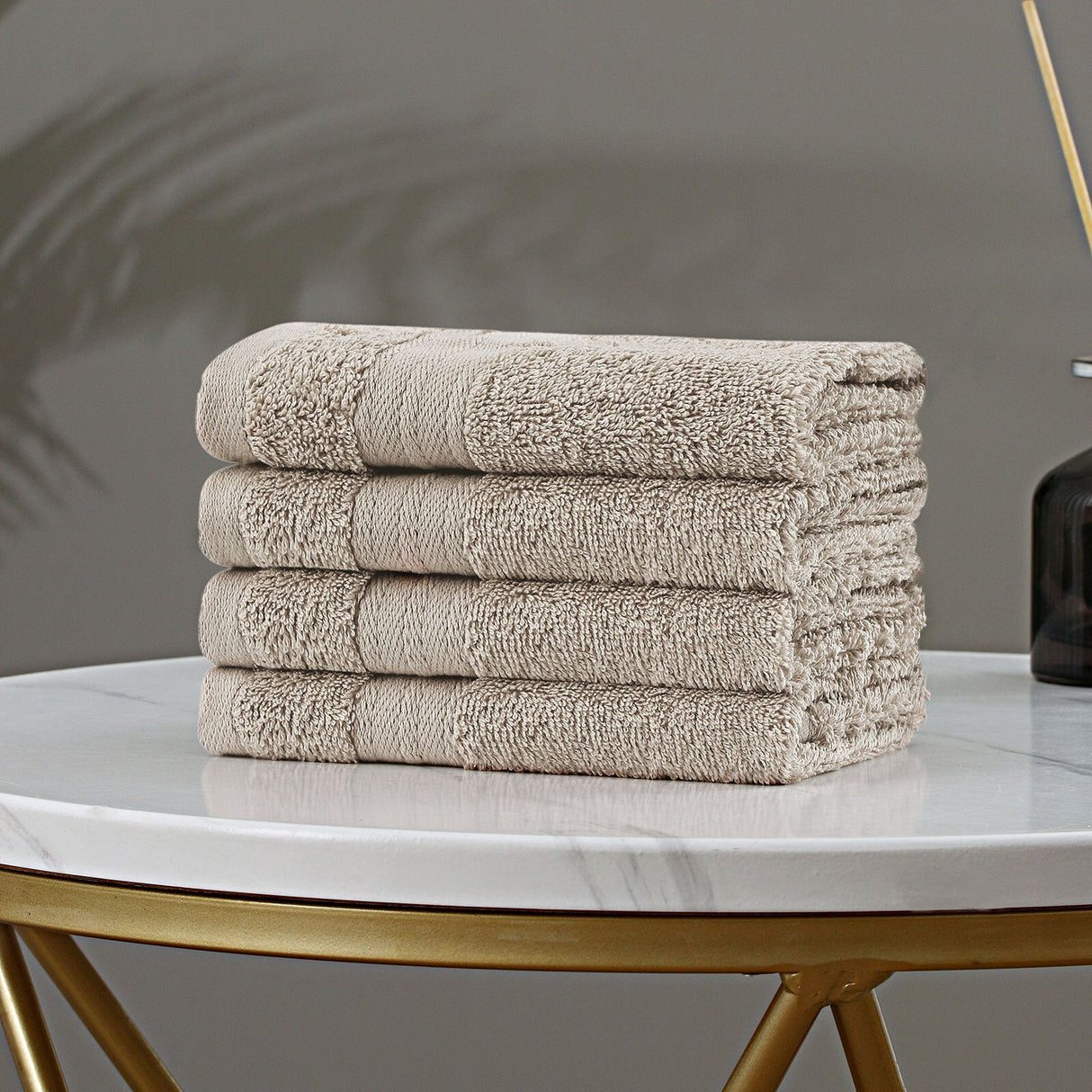 Samland Premium Cotton Washcloths 4-Pack Quick-Dry Face Towels Set-Linen