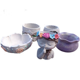 Mixed, hand-made succulent planters x 5 - 45-Degree Angle