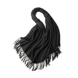 100% MERINO VIRGIN WOOL SHAWL 970115 BLACK - Front View