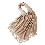 100% MERINO VIRGIN WOOL SHAWL 970115 BEIGE - Front View