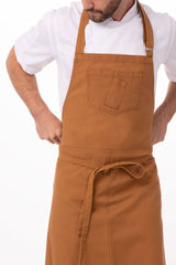 Rockford Nutmeg Chefs Bib Apron by Chef Works - Top-Down View