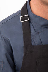 Rockford Steel Grey Chefs Bib Apron by Chef Works - Side View