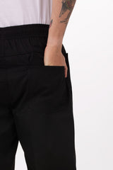 Lightweight Black XXL Baggy Pants by Chef Works - Top-Down View